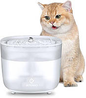 Поїлка для домашніх тварин Petempo автоматична з бездротовим насосом 2л біла для котів та собак