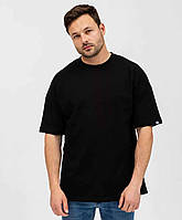 Футболка чоловіча однотонна Hector oversize з приспущеним плечем бавовняна чорна