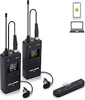 Бездротова петлична мікрофонна система Fulaim VL2 16 каналів UHF для Android та Apple чорна 2TX