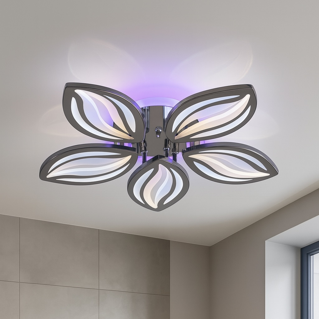 Стельова Led люстра 120 Вт з пультом до 20 м² форма кавові зерна (1141/5 HR), фото 1