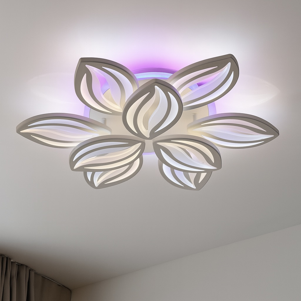 Великий Led люстр 180 Вт з пультом до 25 м² Для великих кімнат (1141/6+3 WH), фото 1