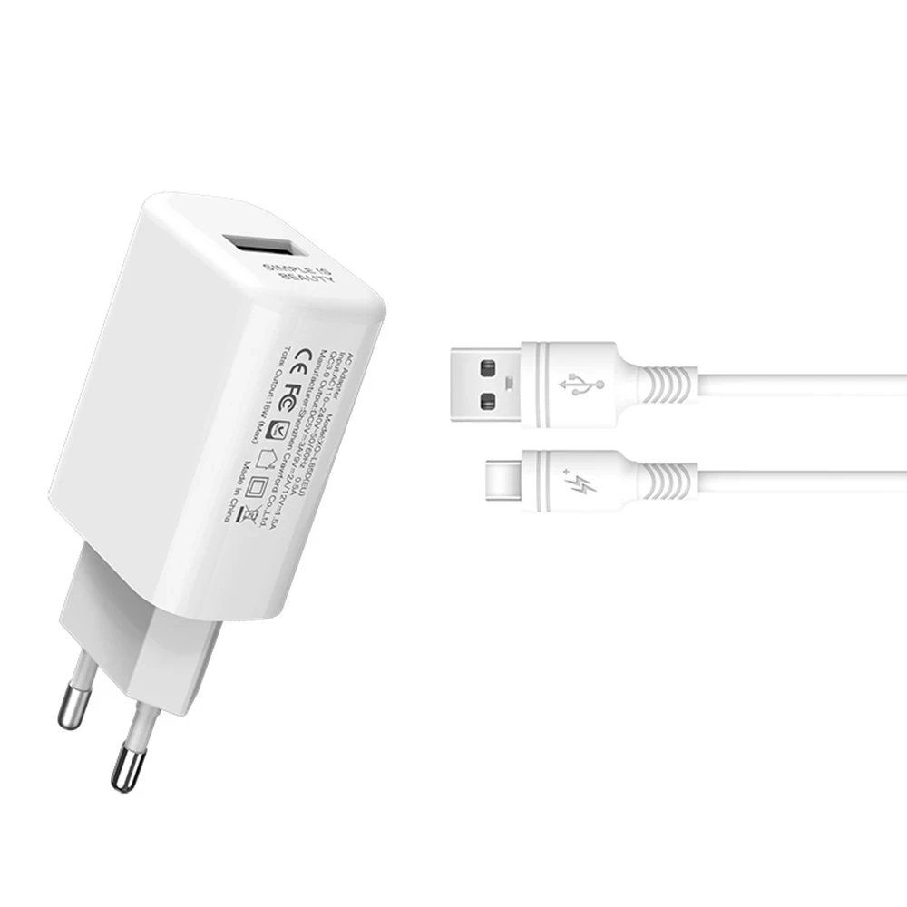 Зарядний пристрій XO L85D QC3.0 (1USB/18W) + USB Type-C, фото 1