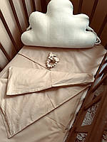 Постільна білизна 3в1 в дитяче ліжечко 120 х 60 см польська бавовна однотонна бежева