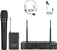 Бездротова мікрофонна система Phenyx Pro PTV-1 комплект VHF ручний наголовний петличний чорний