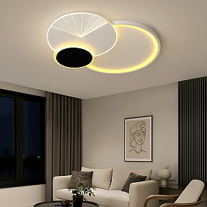 Кругла чорно-біла Led люстра до 18м² з пультом COMETA 90W-3R WHITE/BLACK