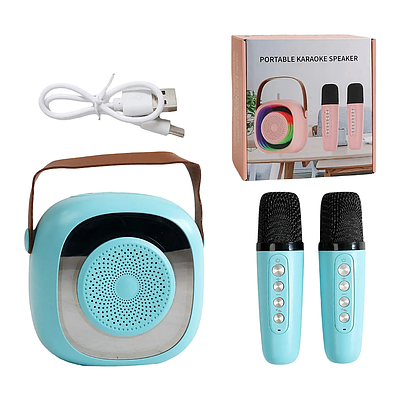 Колонка bluetooth C65432 +2 мікрофони, підсвічування, зміна голосу, type-c, слот для карти пам’яті, AUX