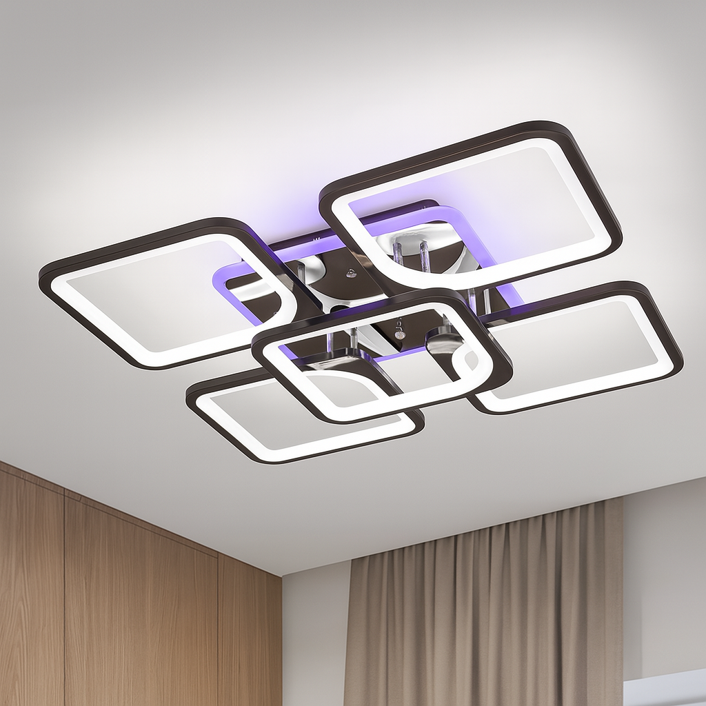 Led люстра 180 Вт квадратна з пультом до 25 м² (1115/4+1 HR)
