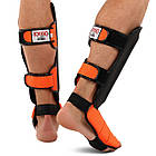 Захист гомілки та стопи шкіряний для єдиноборств захист для ніг Yokkao 5032 розмір L Black-Orange, фото 5