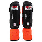 Захист гомілки та стопи шкіряний для єдиноборств захист для ніг Yokkao 5032 розмір L Black-Orange, фото 8