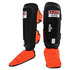 Захист гомілки та стопи шкіряний для єдиноборств захист для ніг Yokkao 5032 розмір L Black-Orange, фото 7