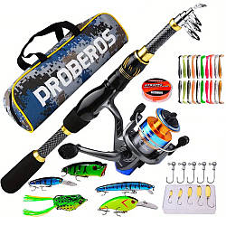 Набір для риболовлі вудка 2,4 м + котушка / Рибальський набір / Телескопічна вудка з котушкою