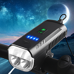 Велофара з сигналом FY-336/2000-4T6, від USB / Фара велосипедна / Акумуляторний ліхтарик на велосипед
