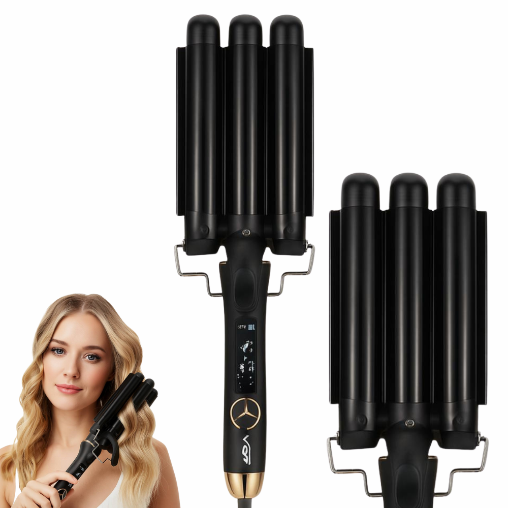 Плойка потрійна для волосся 125Вт, від мережі, V-591 / Щипці для локонів / Плойка хвиля / Щипці для завивки, фото 1