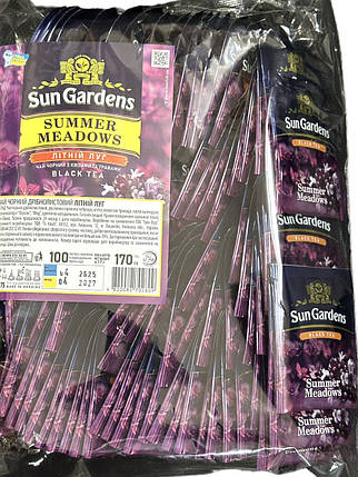 Чорний чай Sun Gardens Summer Meadows Сан Гарденс Літній Луг чебрец 100 пак, фото 1