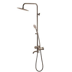 Душова система Globus Lux ALPEN SBT1-SH-02 Нержавійка, з виливом, ручна пласт.лійка, Тропік D250мм