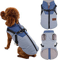 Жилет для собак Royal Baby XL водонепроникна зимова куртка з шлейкою синій для цуценят малих порід
