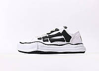 Мужские кроссовки MMY Maison MIHARA YASUHIRO x AMIRI (белые с черным) стильные текстильные кеды на толстой подошве nbwrpd3