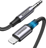 Кабель UGREEN Lightning to 3.5mm Audio Cable 1м сірий для iPhone навушників AUX