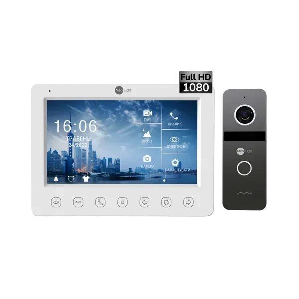 Комплект відеодомофона Neolight NeoKIT HD WF Graphite: відеодомофон 7" з Wi-Fi з детектором руху та 2 Мп відео
