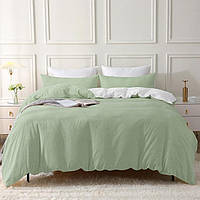 Комплект постельного белья Soulful хлопковый 220x240 см 3 предмета 2 наволочки 80x80 см зеленый
