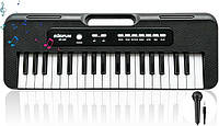 Дитяче електронне піаніно Bigfun 37 клавіш із мікрофоном чорне для дітей 3-8 років розвиваюча іграшка