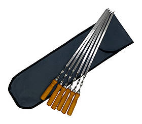 Набір шампурів Mzavod з дерев'яною ручкою 580х10х2мм 6шт в чохлі