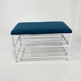 Банкетка для взуття Женева-3 50 см велюр бірюзовий 2-0-9003