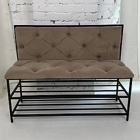 Банкетка для взуття Женева-1 зі спинкою велюр 9005