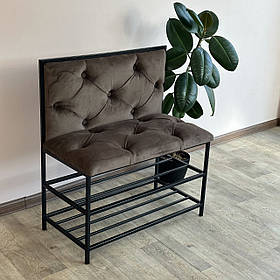 Банкетка для взуття Женева-1 зі спинкою 50 см велюр коричневий 1-0-9005