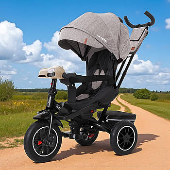 Триколісний велосипед TILLY CAYMAN (T-381/7) з пультом і батьківською ручкою, льон Бежевий