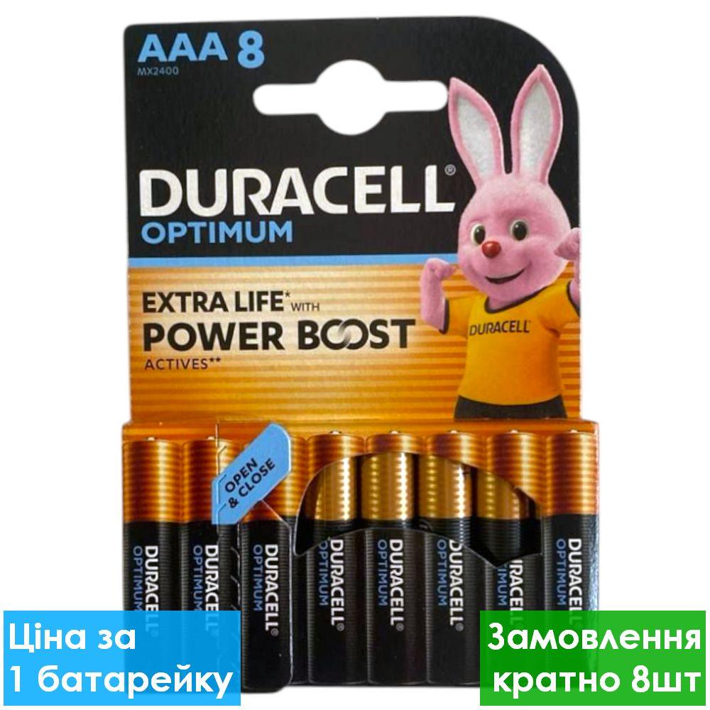 Батарейка лужна Duracell Optimum LR3, АAА, 1.5V, блістер 8 шт.