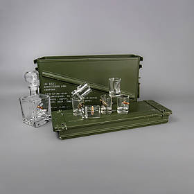 Подарункові стоси для горілки 6 шт + графин "Бойовий комплект" подарунок на ювілей