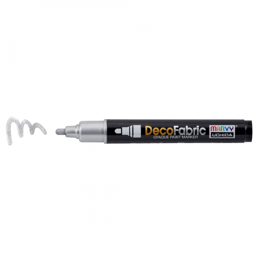 Маркер для розпису тканин, Срібло, односторонній, Deco Fabric, Marvy, фото 1