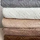 Накидки дивандеки на м'які меблі диван крісла Colorful Home універсальні велюрові 3 в 1 Зигзаг капучино, фото 3