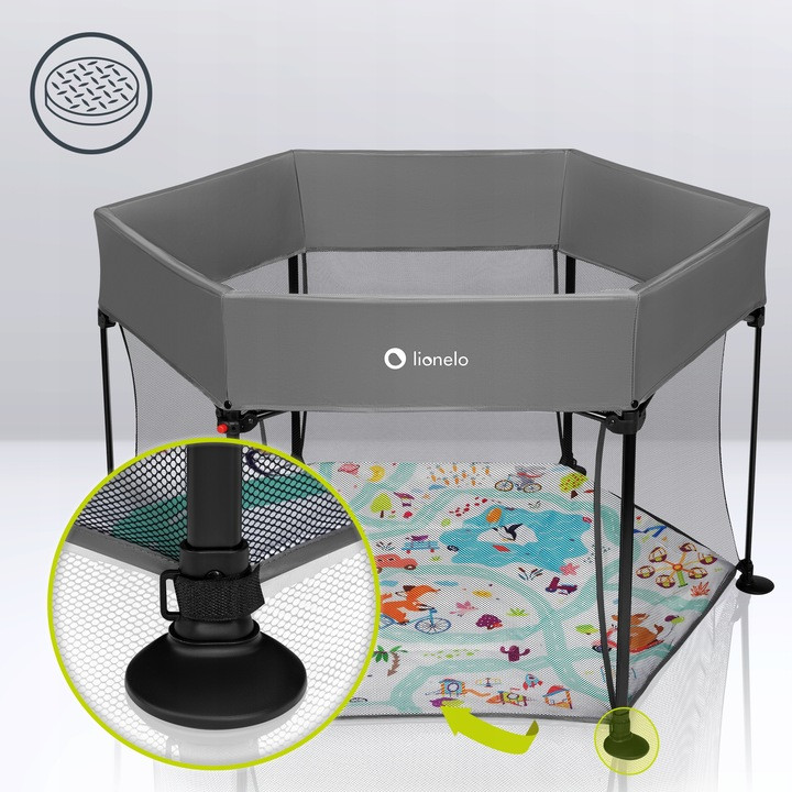 Манеж Lionelo ROEL PLUS GREY MULTICOLOR, фото 1