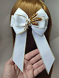 Бант шкільний з колоском Великий білий Бантик великий школьний заколка резинка колосок Бант в школу, фото 2