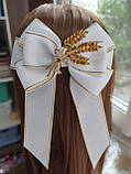 Бант шкільний з колоском Великий білий Бантик великий школьний заколка резинка колосок Бант в школу, фото 6