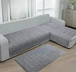 Накидки дивандеки на м'які меблі диван крісла Colorful Home універсальні велюрові 3 в 1 Зигзаг сірі