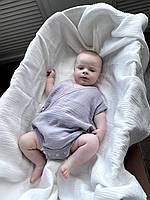 Літній комбінезон для новонародженого, дитячий мусліновий комбінезон на літо Angelok-child