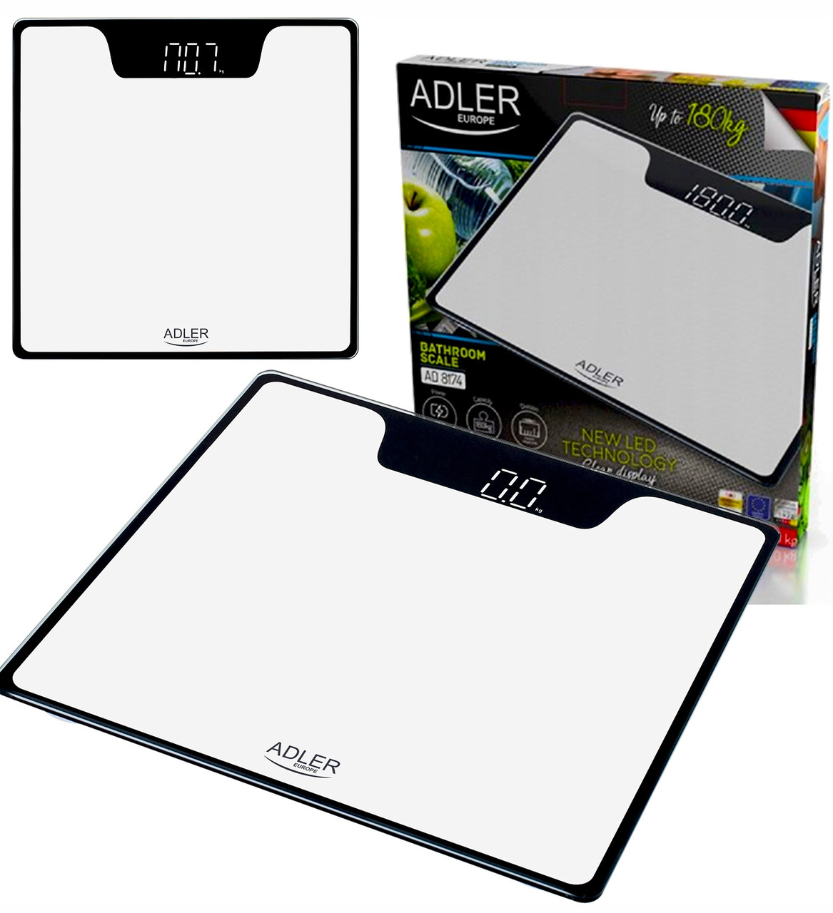 Підлогові електронні ваги Adler AD 8174w – максимальна вага 180 кг, LCD-дисплей