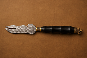 Вилка-ніж для шашлику ЗВІРІ SKK403: нержавіюча сталь, бук, бронза, відкривачка для пікніка