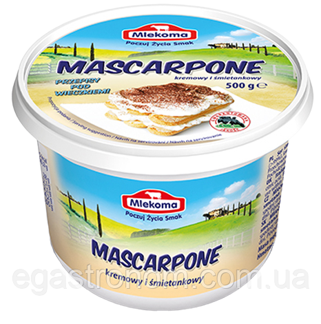 Крем-сир Маскарпоне Млекома Mlekoma 500g 6шт/ящ (Код: 00-00001318), фото 1