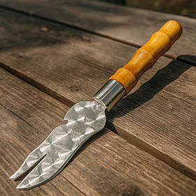 Вилка-ніж для шашлику 3в1 БАМБУК SKK393: нержавіюча сталь, бук, відкривалка, для пікніка