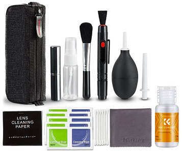 Набір для чищення оптики та камер Сleaning Kit + рідина для очищення K&F Concept Lens Cleaner 20 мл