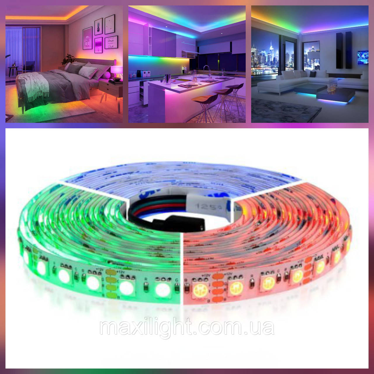 Світлодіодна стрічка OEM ST-12-5050-96-RGB-20, негерметична, 1м,  96LEDs/м