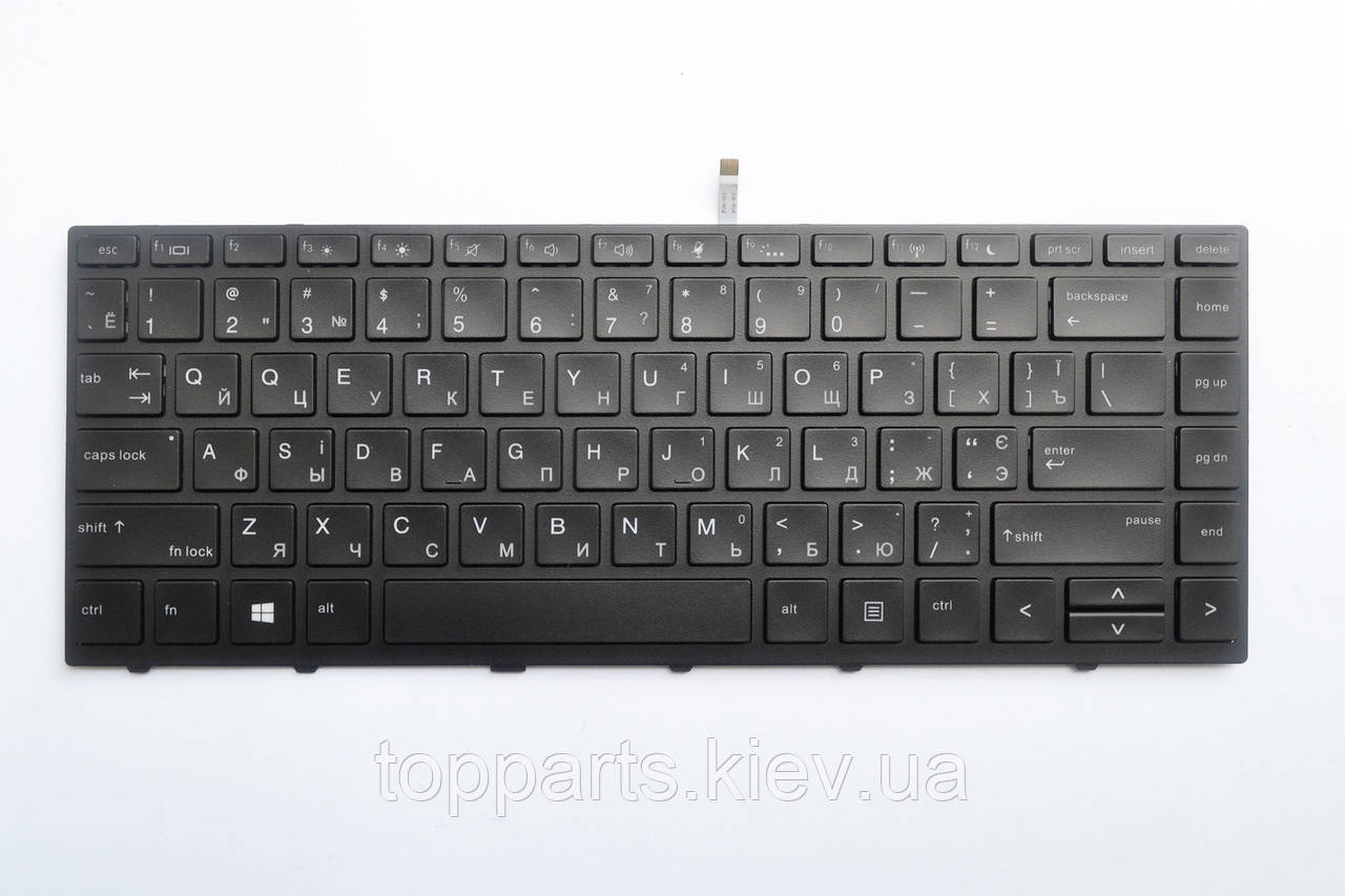 Клавіатура для ноутбуків HP ProBook 430 G5, 440 G5, 445 G5 чорна з чорною рамкою з підсвіткою RU/US