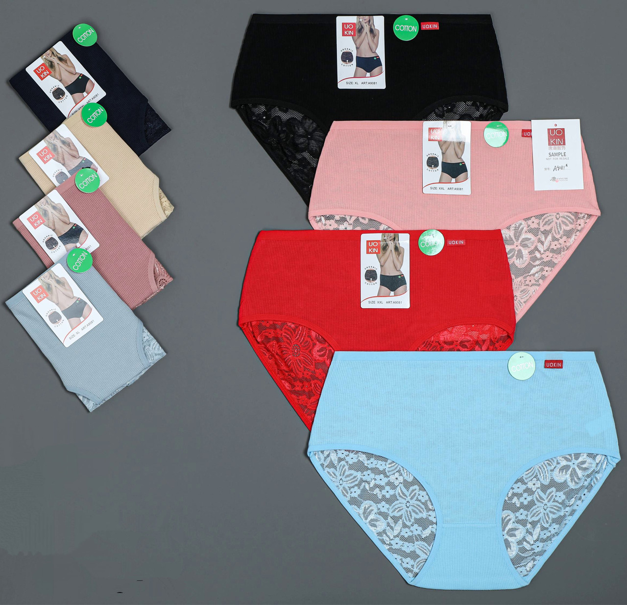 Великі бавовняні труси в рубчик з мереживом позаду Мікс, фото 1