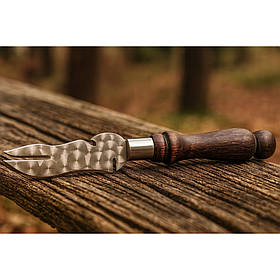 Вилка-ніж для шашлику 3 в 1, нержавіюча сталь AISI 430, дерев'яна ручка (ясен/бук), товщина 3 мм