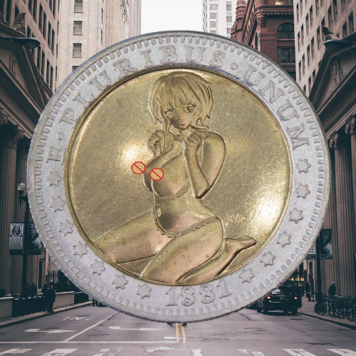 Сувенір двоколірна монета долар США 1881г "Топлес" НЮ (109), фото 1