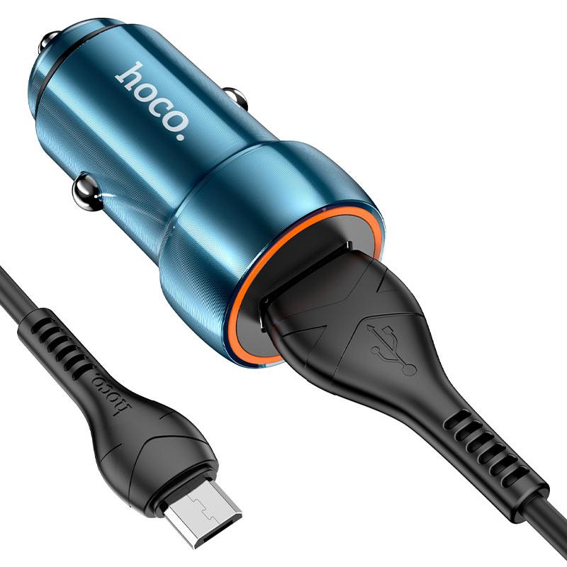 Автомобільний зарядний пристрій HOCO Z46 Blue shield single port QC3.0 18W (Micro) Sapphire Blue, фото 1